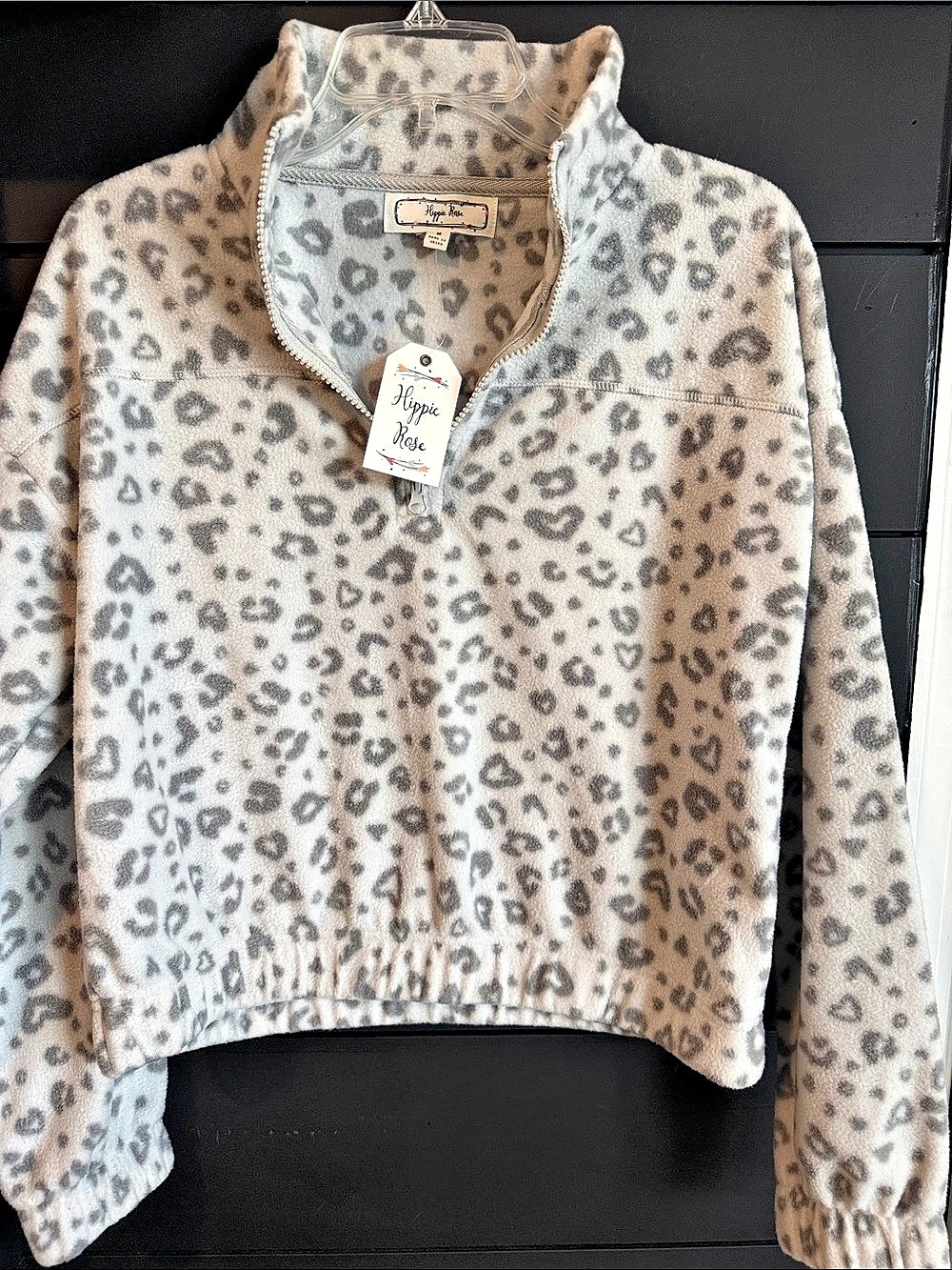 Hippie Rose Quarter-Zip Sweatshirt Gray S